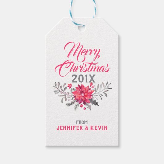 Vroege kersttypografie en kerstfeestjes cadeaulabel (Voorkant)