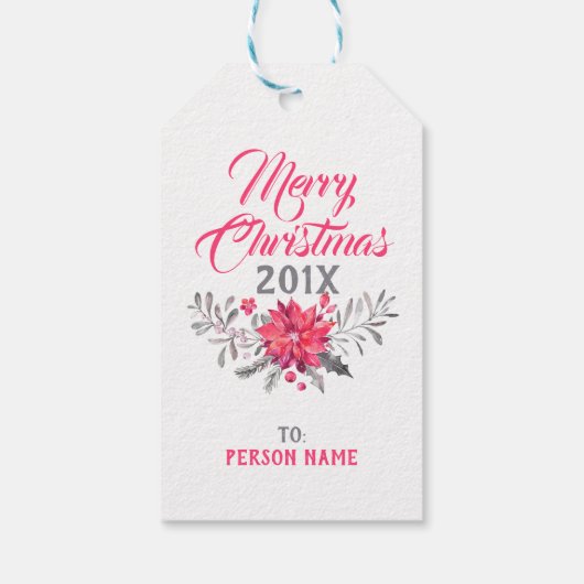 Vroege kersttypografie en kerstfeestjes cadeaulabel (Achterkant)