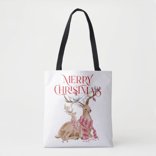 Vroege kersttypografie en kerstherten tote bag (Voorkant)