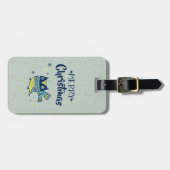 Vroege kersttypografie en kerstuil bagagelabel (Voorkant horizontaal)