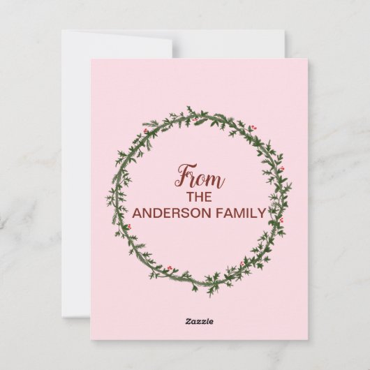 Vroege kersttypografie en kerstversieringen feestdagenkaart (Achterkant)