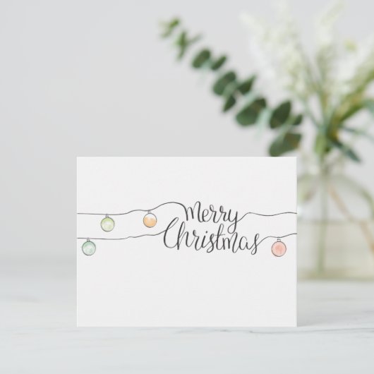 Vroege kersttypografie en kerstversieringen feestdagenkaart (Staand voorkant)