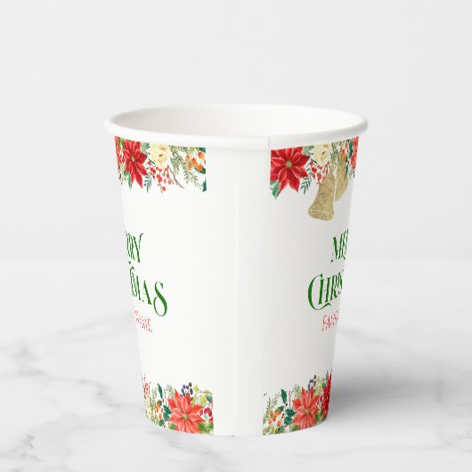 Vroege kersttypografie en poinsettia papieren bekers (Rechts)