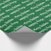Vroege kersttypografie in het wit op groen cadeau cadeaupapier (Hoek)