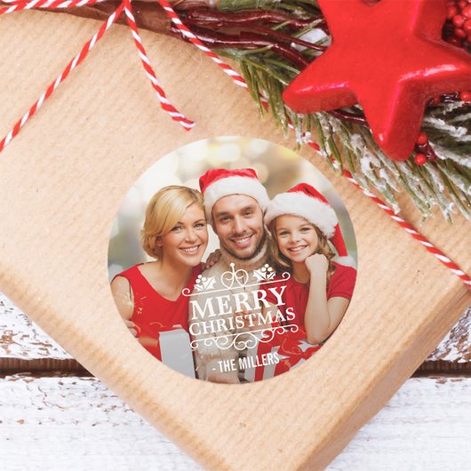 Vroege kersttypografie Overlay - Aangepaste foto Ronde Sticker