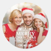 Vroege kersttypografie Overlay - Aangepaste foto Ronde Sticker (Voorkant)