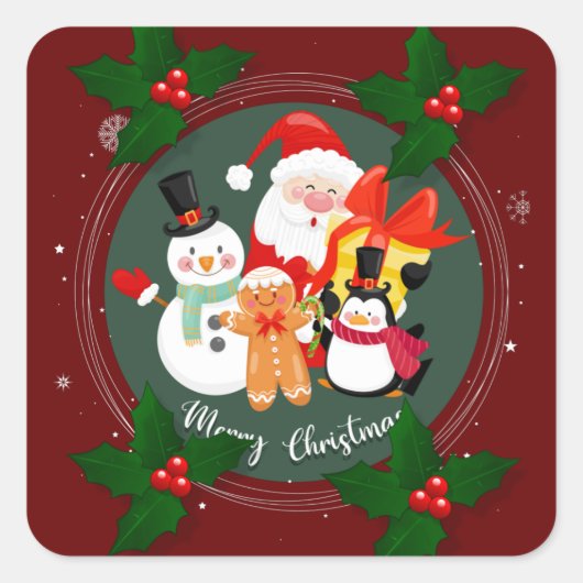 Vroege kerstvakantie vierkante sticker (Voorkant)