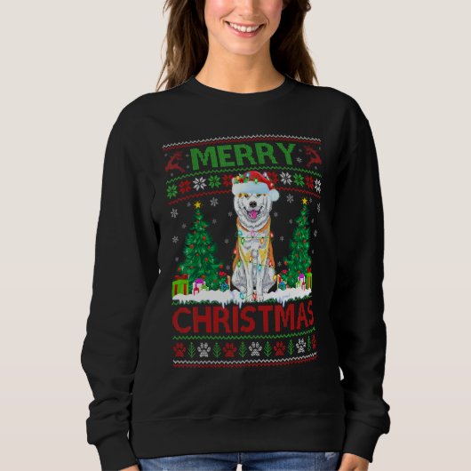 Vroege kerstverlichting Ugly Akita met kerst Trui (Voorkant)