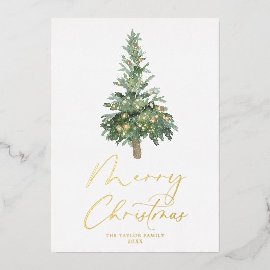 Vroege kerstWaterverf Gold Foil Boho Folie Feestdagenkaart (Voorkant)