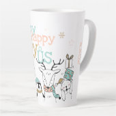 Vroege kerstwinterdieren Happy Joy-ous Latte Mok (Rechterhoek)