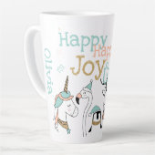 Vroege kerstwinterdieren Happy Joy-ous Latte Mok (Linkerhoek)