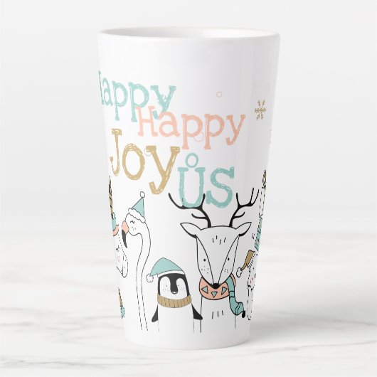 Vroege kerstwinterdieren Happy Joy-ous Latte Mok (Voorkant)