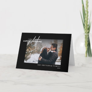 Vroege kerstwitte zwarte minikaart feestdagen kaart