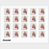 Vroege kerstzingende kat-Sticker Vierkante Sticker (Vel)
