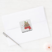 Vroege kerstzingende kat-Sticker Vierkante Sticker (Envelop)