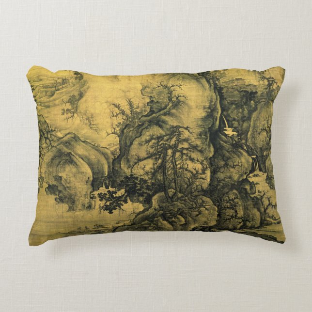 Vroege lente en Guo Xi - Chinees kunst/imperiaal C Accent Kussen (Voorkant)