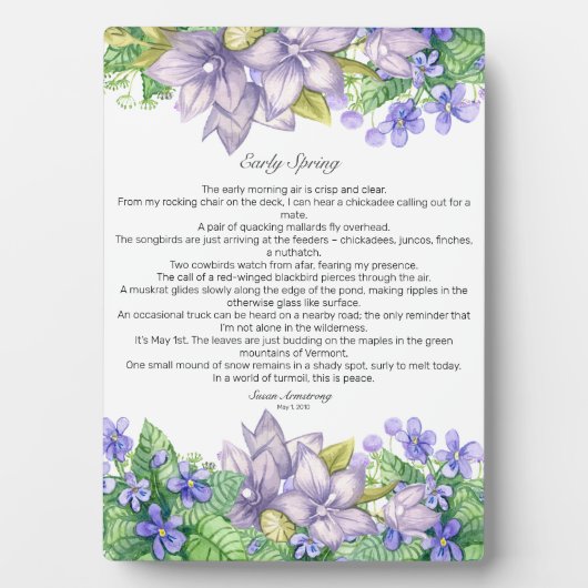 Vroege lente in Vermont Poem Fotoplaat (voorkant)