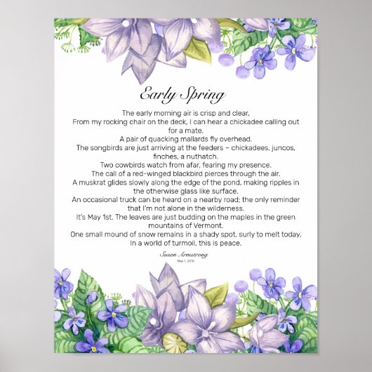 Vroege lente in Vermont Poem Poster (Voorkant)