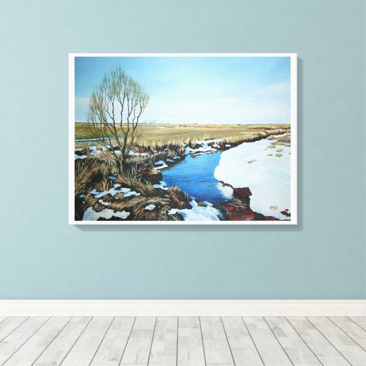 Vroege lente in Villingaholt, IJsland. Canvas Afdruk (Insitu (Houten vloer))