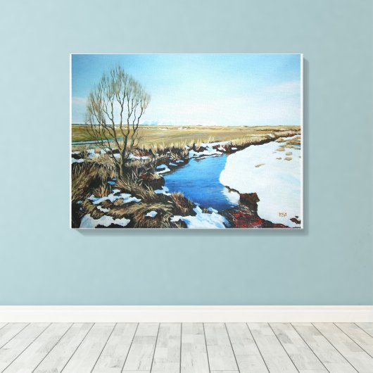 Vroege lente in Villingaholt, IJsland. Canvas Afdruk (Insitu (Houten vloer))