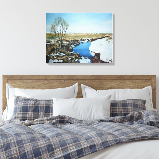 Vroege lente in Villingaholt, IJsland. Canvas Afdruk (Insitu (Slaapkamer))