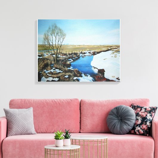 Vroege lente in Villingaholt, IJsland. Canvas Afdruk (Insitu (Woonkamer))