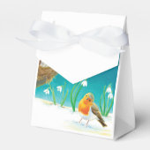 Vroege lente Nesting Red Robin Bird & Snowdruppels Bedankdoosjes (Voorkant Zijde)