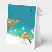 Vroege lente Nesting Red Robin Bird & Snowdruppels Bedankdoosjes (Achterkant)