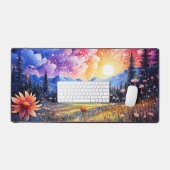 Vroege lente vallei zonsondergang illustratie bureaumat (Keyboard & Muis)