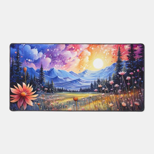 Vroege lente vallei zonsondergang illustratie bureaumat (Voorkant)