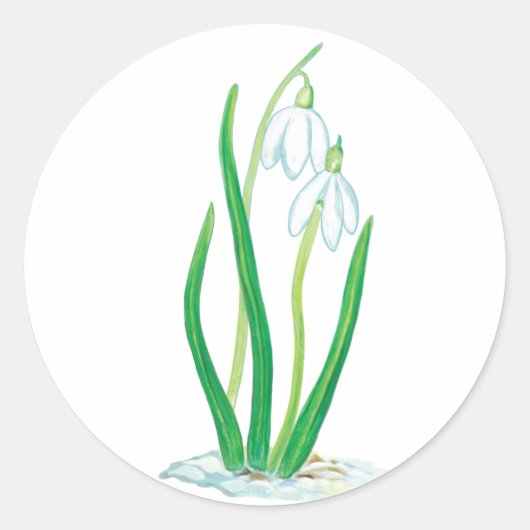 Vroege lentesnowdruppels ronde sticker (Voorkant)