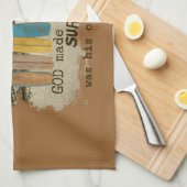 Vroege Man en Vrouw Surfende Humor met lange borde Theedoek (Quarter Fold)