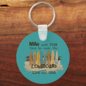 Vroege Man surfende Humor met langwerpborden Sleutelhanger (Voorkant)
