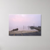 Vroege mistige ochtend stad dok canvas kunst (Voorkant)