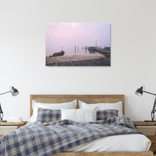 Vroege mistige ochtend stad dok canvas kunst (Insitu (Slaapkamer))