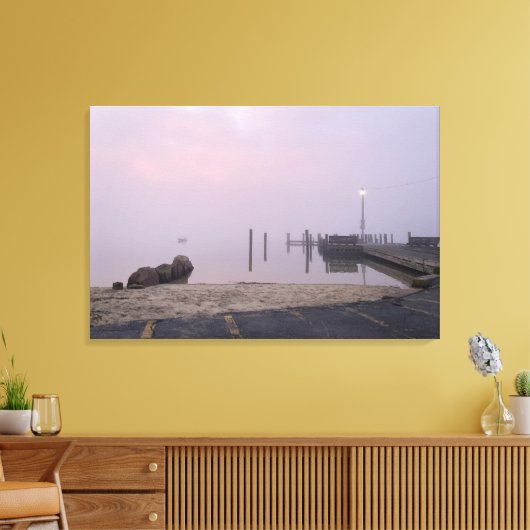 Vroege mistige ochtend stad dok canvas kunst (Insitu (Woonkamer))