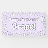 Vroege naam Paarse Cute Tampon Pad Spandoek (Horizontaal)
