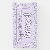 Vroege naam Paarse Cute Tampon Pad Spandoek (Verticaal)