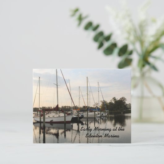 Vroege ochtend bij de Edenton Marina Briefkaart (Staand voorkant)