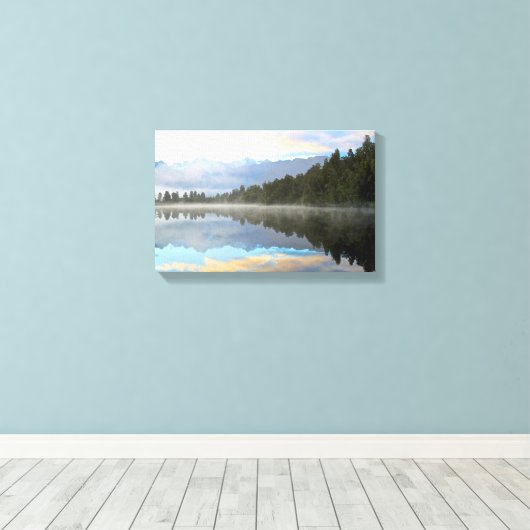 Vroege ochtend reflecteert het landschap canvas afdruk (Insitu (Houten vloer))