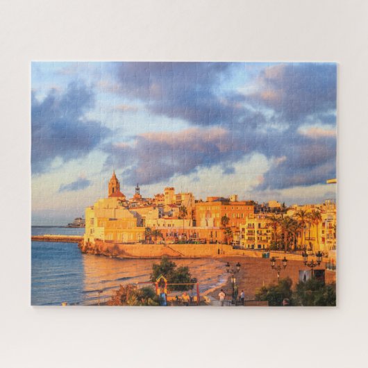 Vroege ochtendzonneschijn, Sitges, Spanje Legpuzzel (Horizontaal)
