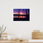 Vroege ochtendzonsopgang bij het meer poster (Keuken)