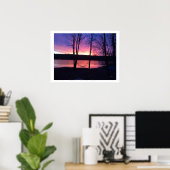 Vroege ochtendzonsopgang bij het meer poster (Thuiskantoor)