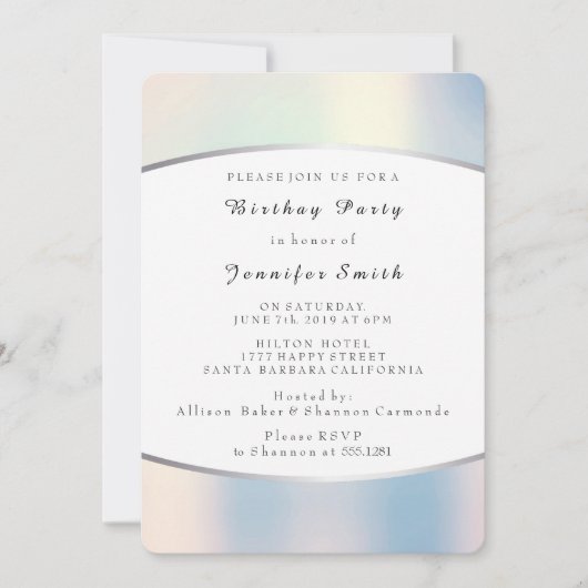 Vroege Opal Silver Pink Delicate Birthday Party Kaart (Voorkant)