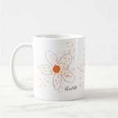 Vroege oranje moderne floraals noemen script white koffiemok (Links)