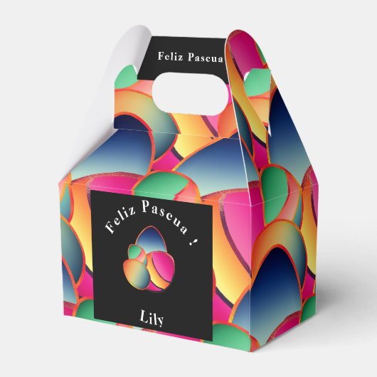 Vroege paasachtige Folie kleurrijke gradiënt 4 paa Bedankdoosjes (Achterkant)