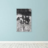 Vroege pioneers op de blauwe plek canvas afdruk (Insitu (Houten vloer))