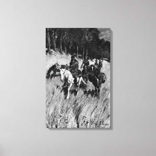 Vroege pioneers op de blauwe plek canvas afdruk (Voorkant)