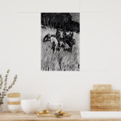 Vroege pioneers op de blauwe plek poster (Keuken)