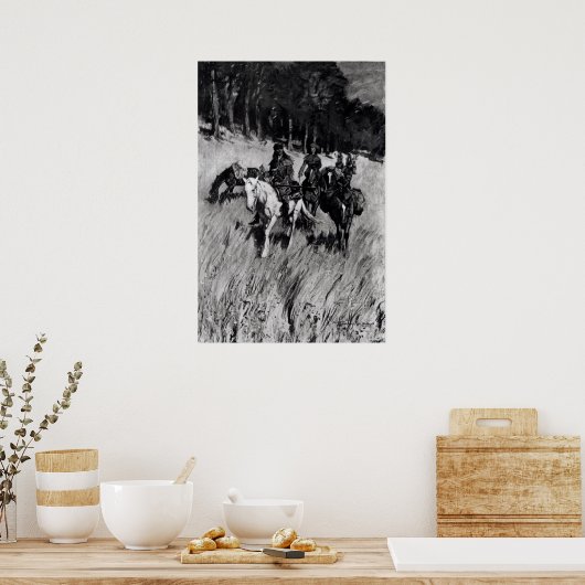 Vroege pioneers op de blauwe plek poster (Keuken)